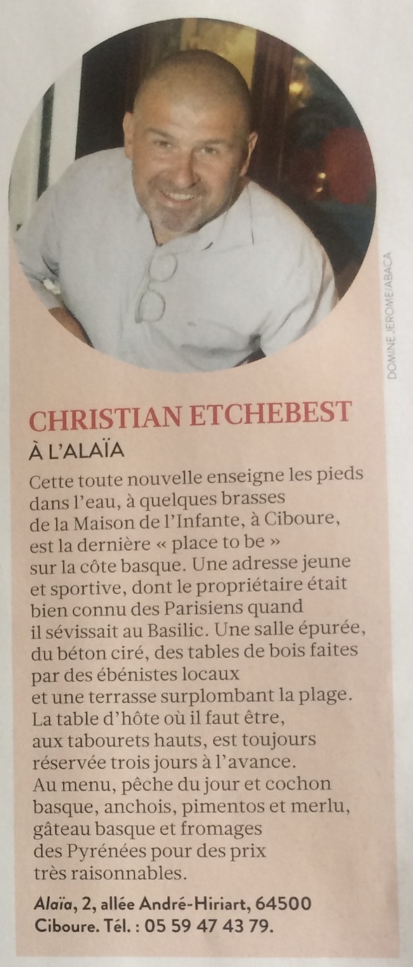 Christian Etchebest au restaurant Alaïa